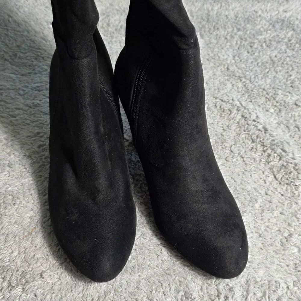 Chinese Laundry Black Over The Knee‎ Boots Block Heel Pointed Toe Women Sz 7 NEW